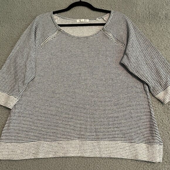 Onyx Moda Womens XL Womens Sweatshirt Top Athleisure Zipper Blue Stripe - Picture 1 of 7